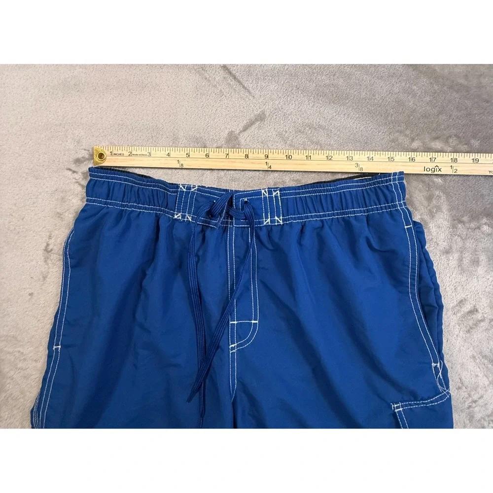 Chamption Men's Blue Cargo Swim Trunks Size Medium Mesh Lined Board Shorts Beach